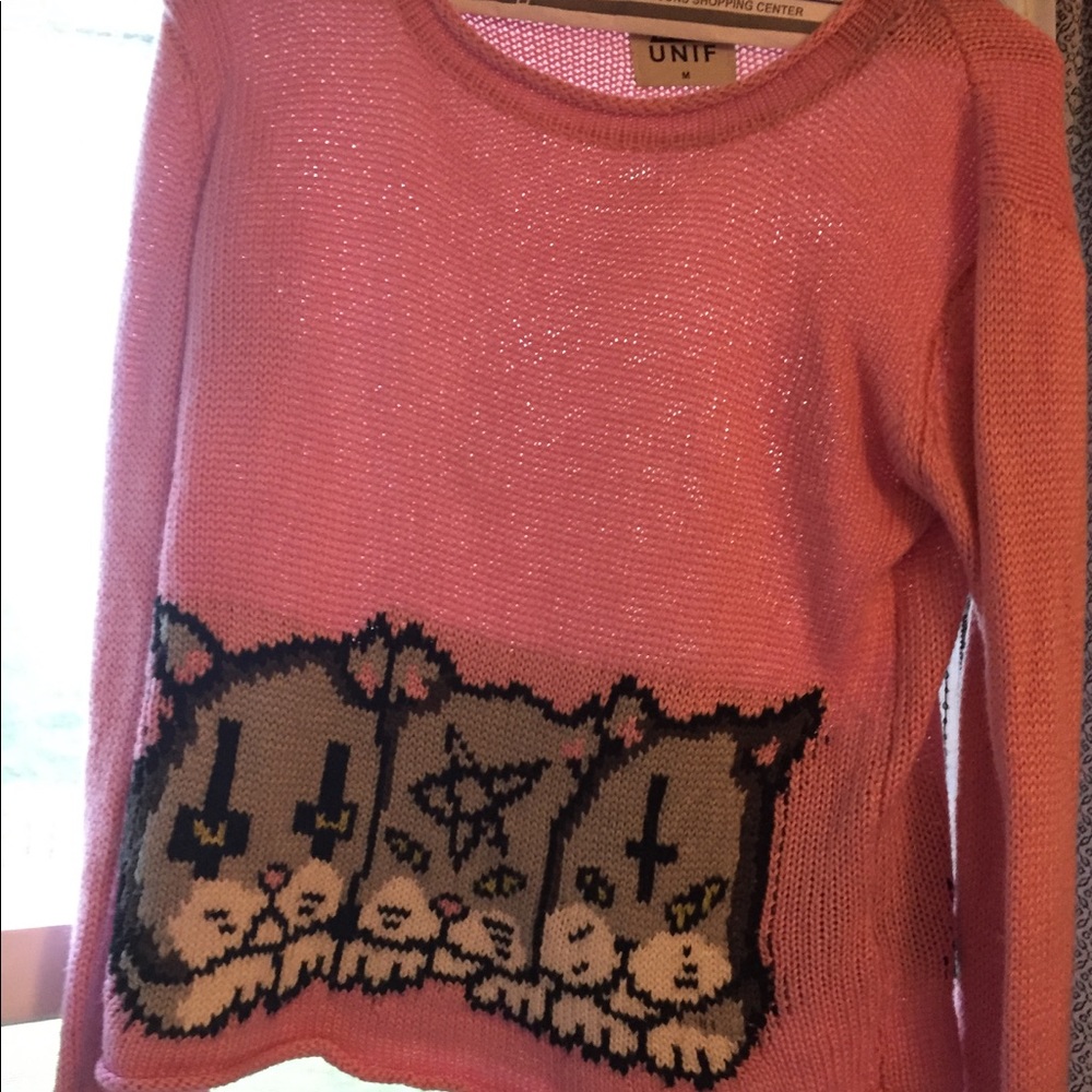 UNIF pink cat sweater